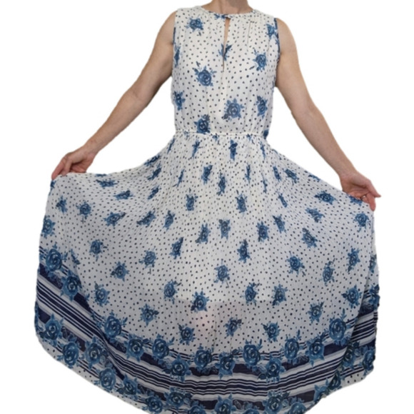 Maison Jules Blue and White Midi Dress - Picture 8 of 16